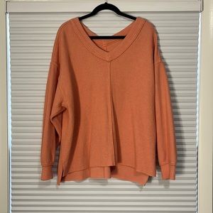 Aerie Wonder Textured V-Neck Ribbed Sweatshirt Size M